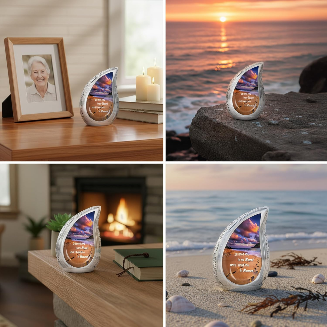 Small TearDrop - Footprint Teardrop Keepsake Cremation Urn for Human Ashes