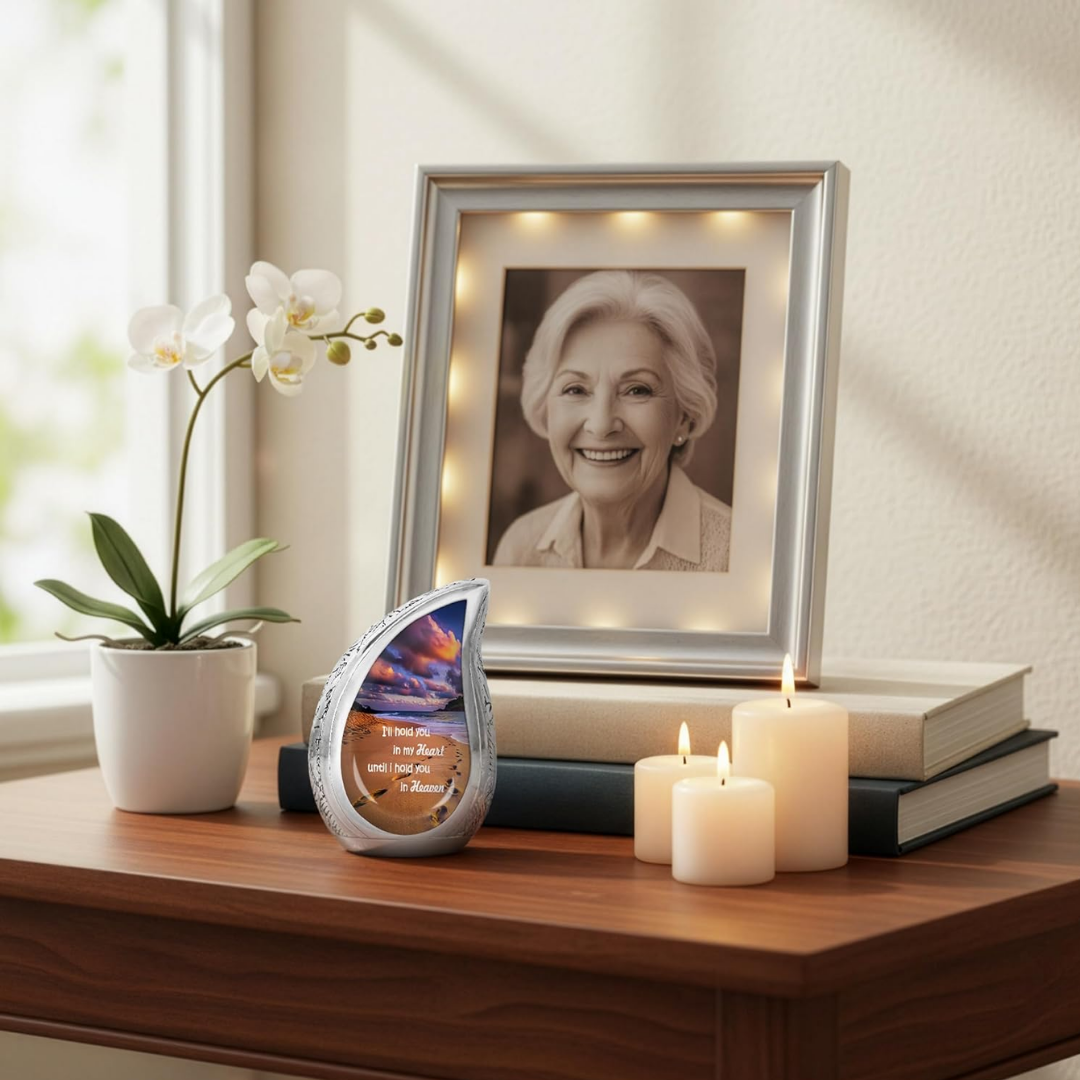 Small TearDrop - Footprint Teardrop Keepsake Cremation Urn for Human Ashes
