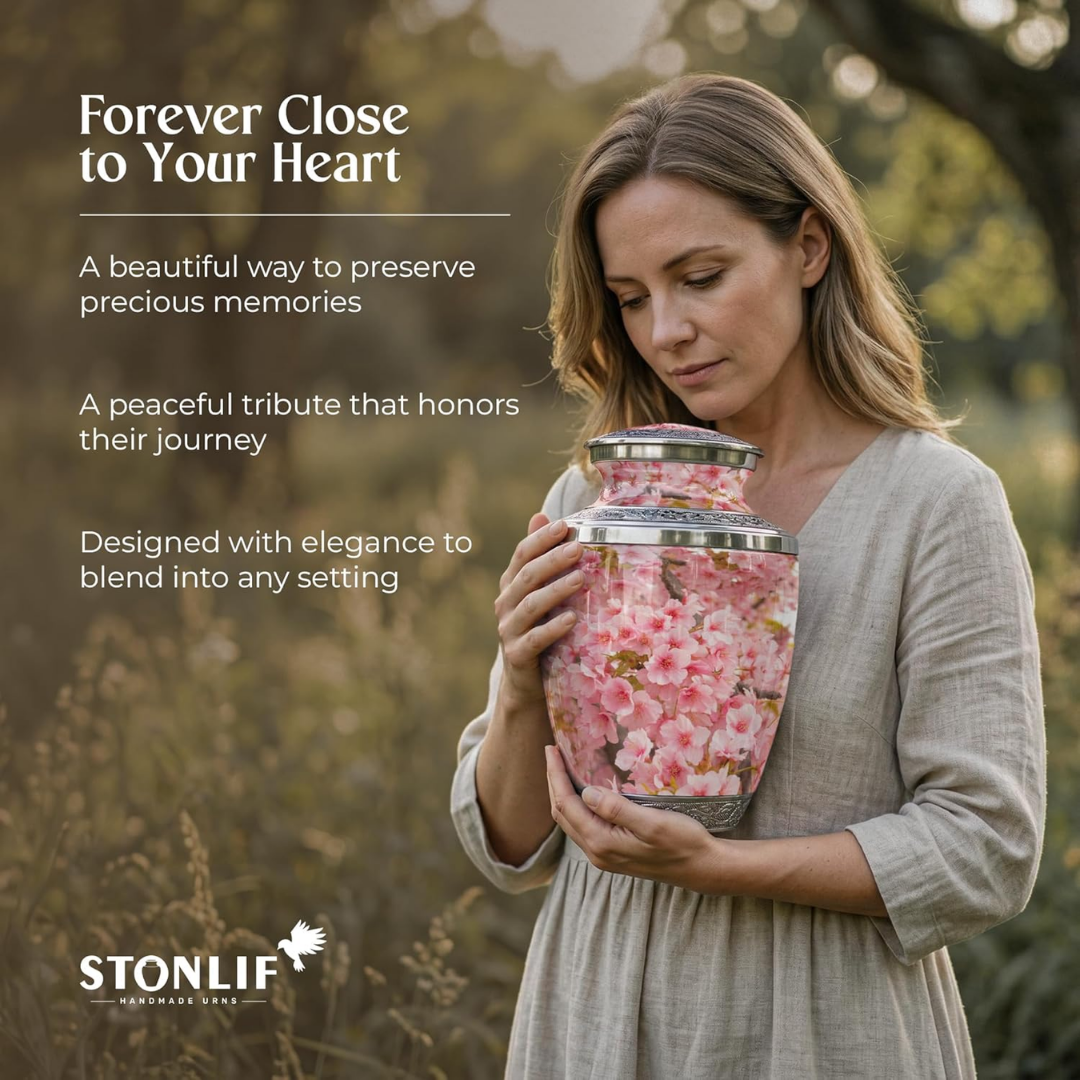 Large Cherry Blossom Cremation Urn for Human Ashes Adult