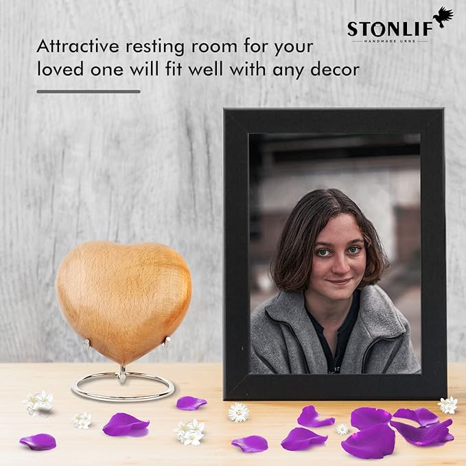 Classic Heart Shaped Wooden Urns for Human Ashes