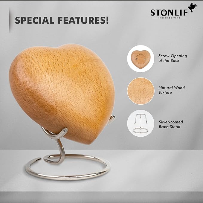 Classic Heart Shaped Wooden Urns for Human Ashes