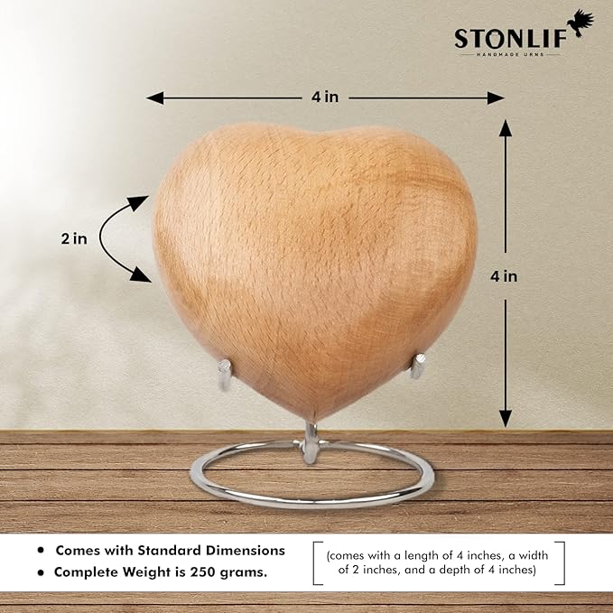 Classic Heart Shaped Wooden Urns for Human Ashes