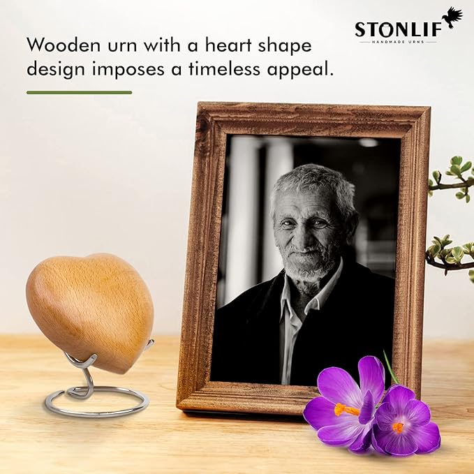 Classic Heart Shaped Wooden Urns for Human Ashes