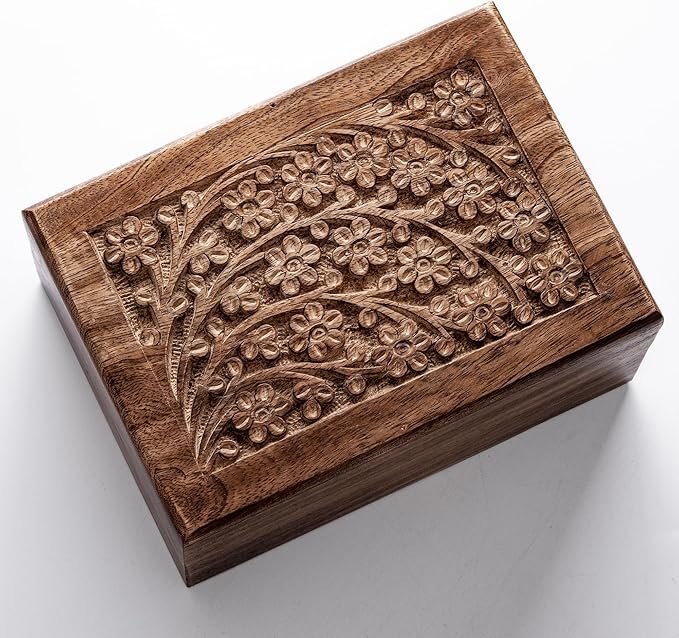 Small Cremation Urn for Human Ashes – Wooden Tree of Life Carved Memorial Urn