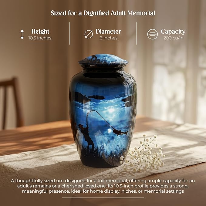 STONLIF Large Gone Fishing Urns for Ashes Adult Male & Female