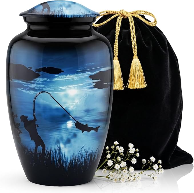 STONLIF Large Gone Fishing Urns for Ashes Adult Male & Female