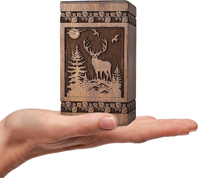 Keepsake Wooden Cremation Urns for Human Ashes 20 lbs - Deer