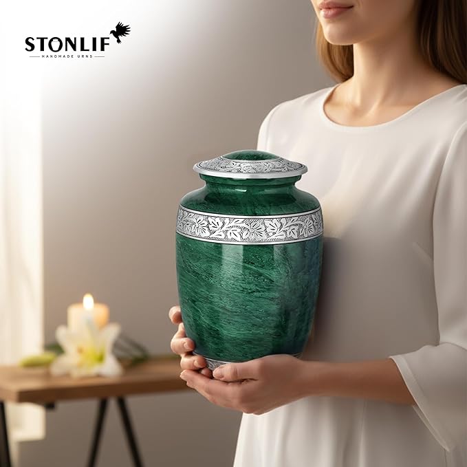 Green Marble Cremation Urn Set – Adult Funeral Urn with 4 Mini Keepsake Urns