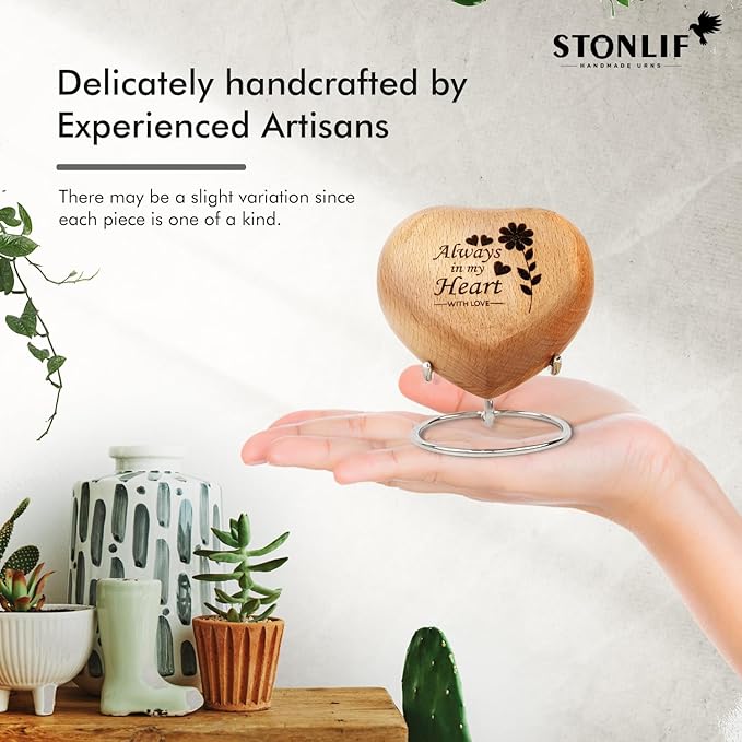 Personalised Wooden Heart Shaped Urns for Human Ashes