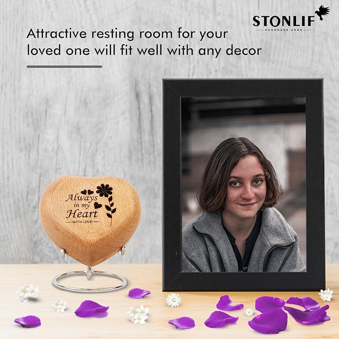Personalised Wooden Heart Shaped Urns for Human Ashes
