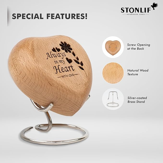 Personalised Wooden Heart Shaped Urns for Human Ashes