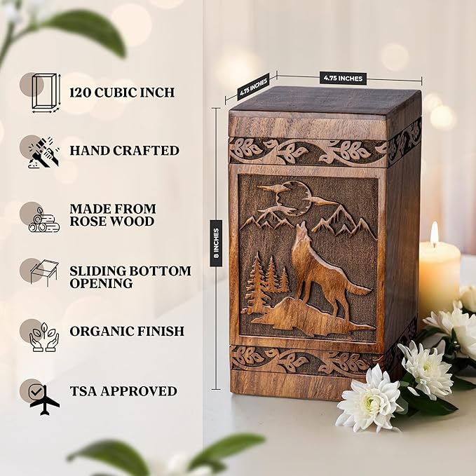 Wooden Cremation Urns for Human Ashes 120 lbs